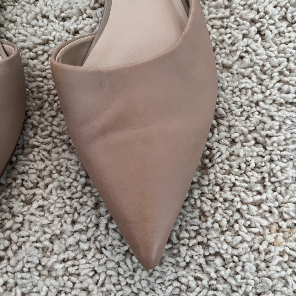 FRANCO SARTO Neiman Pointed Toe D'Orsay Leather Flats Beige Womens 8M Minimalist - Picture 5 of 7